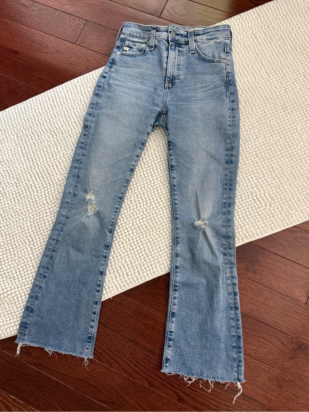 AG-Jeans Designer Light Blue Denim High Rise Flare Jeans Women’s Size 24